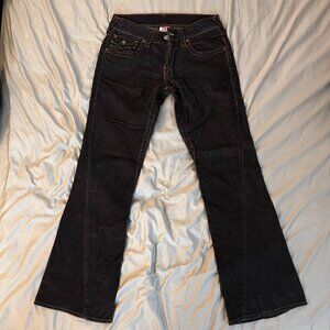 True Religion Joey Corduroy Pants Men Size 31 Gray Bootcut Flap Pocket Made USA